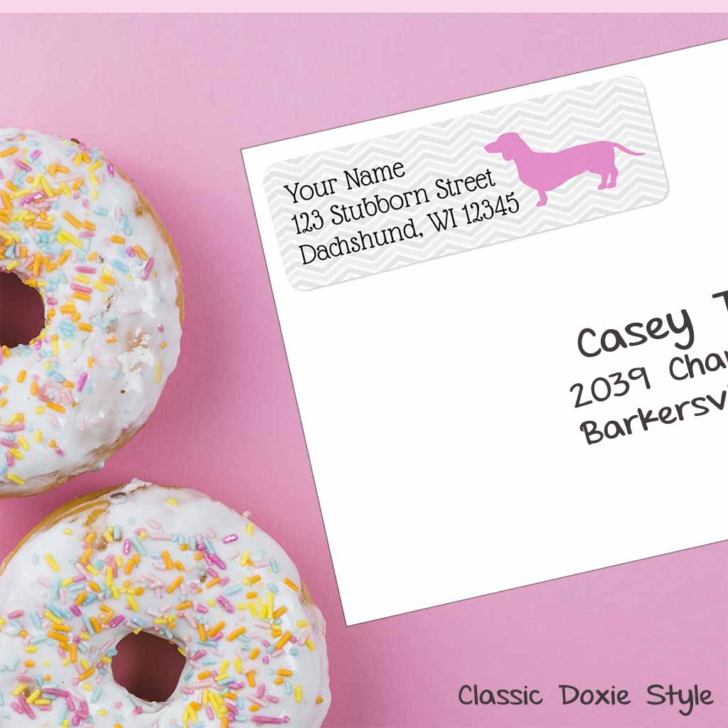 Pink Dachshund Return Address Labels